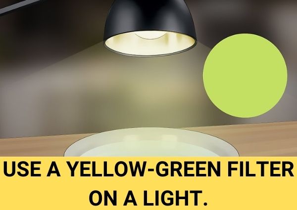 use a yellow green filter on a light